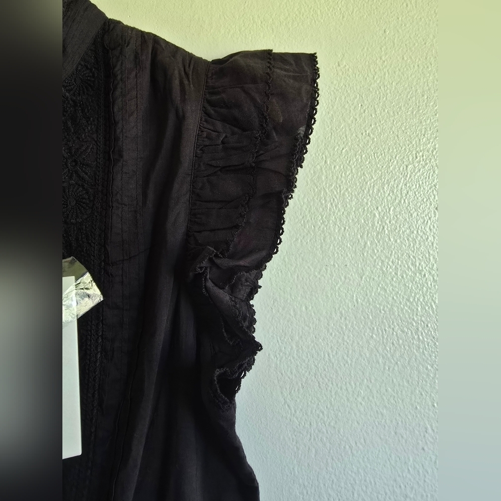 NWT! Cleobella At Anthropologie, Versailles Mini Ruffle Dress, Black, Size M - Picture 10 of 12